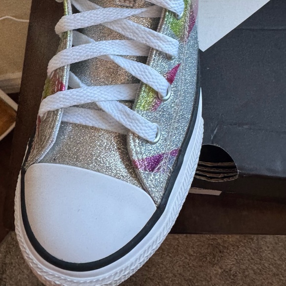 CTAS HI- Converse Girls High Tops, Silver, Aqua, White - Picture 8 of 15